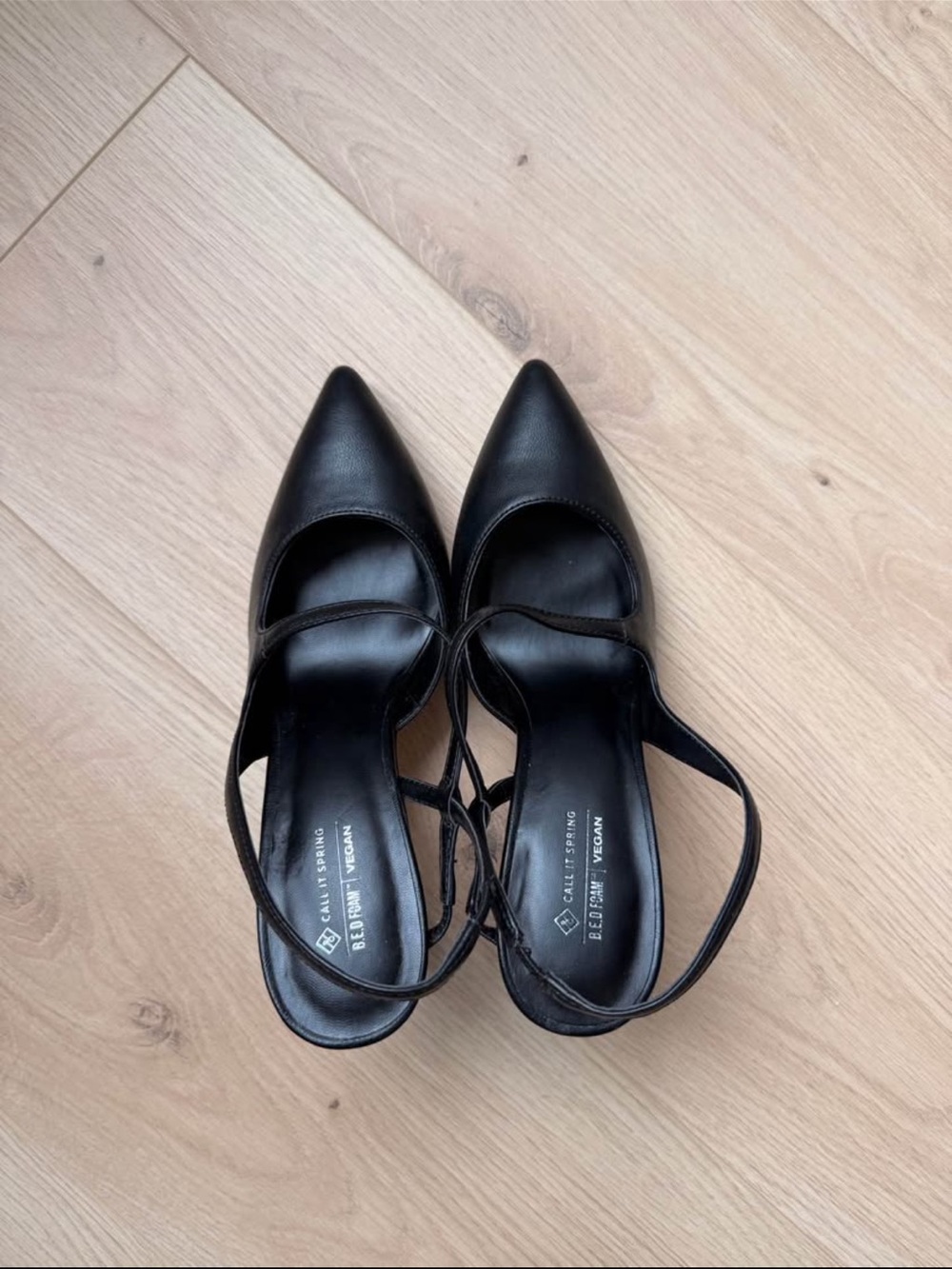 Call It Spring Black Pointed Slingback Heels with Crisscross Strap - Picture 2 of 3